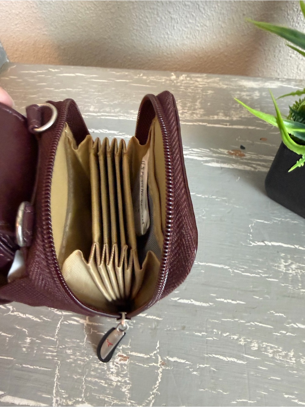 Travelon Maroon Zip Wallet with Branded Pulls - Picture 7 of 13